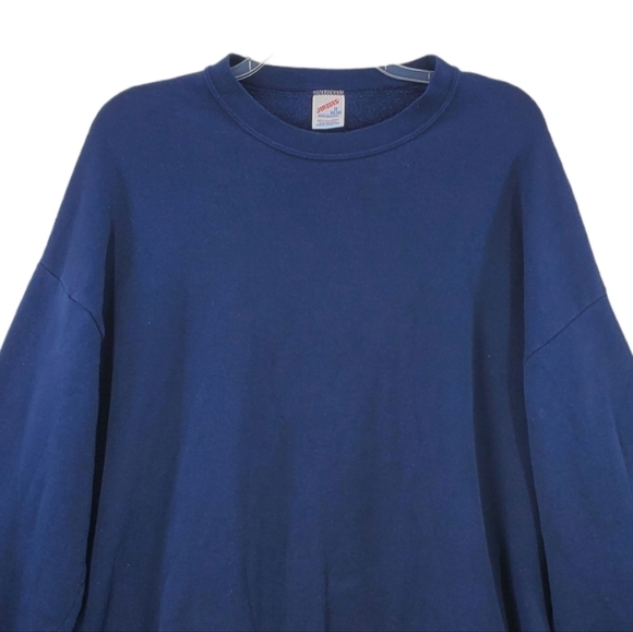 Vtg Y2K Jerzees Russell Navy Sweatshirt Mens 3XL Blank Heavyweight Normcore USA - Picture 5 of 9